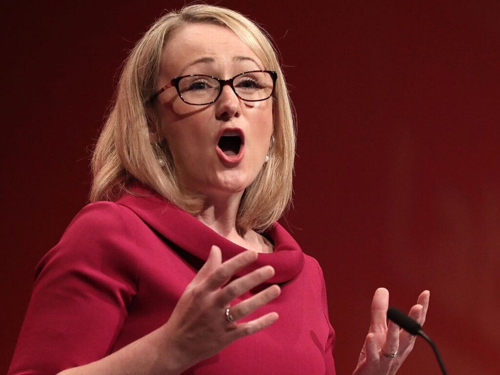 Rebecca Long Baily in red